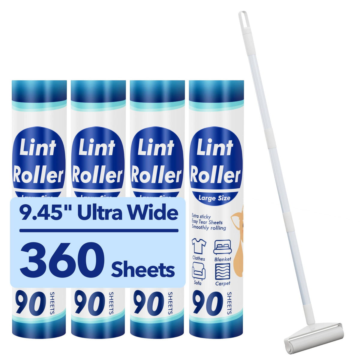 Lint Rollers for Pet Hair Extra Sticky, 1200 Sheets Mega Value Set Lint Rollers for Pet Hair Removal, Dog and Cat Lint Remover for Clothes, Furniture, Carpet