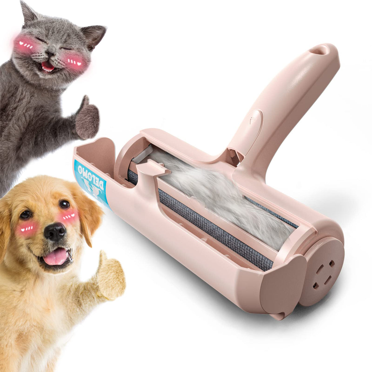 DELOMO Pet Hair Remover Roller, Reusable Lint Roller for Dog and Cat Hair