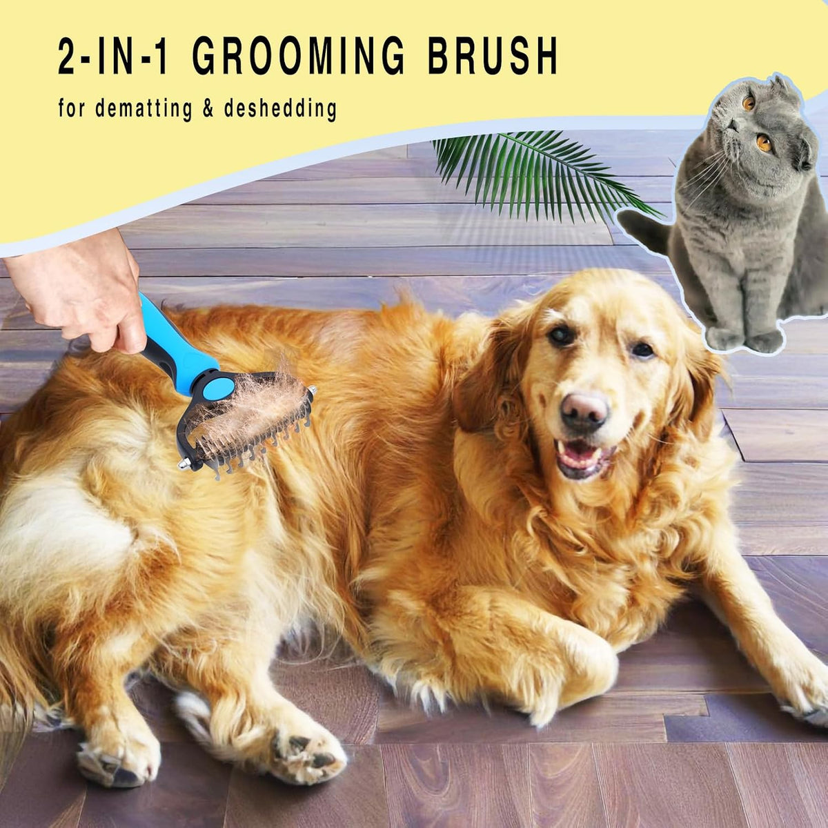 Dog Grooming Rake, Dog Brush for Shedding for Dogs and Cats