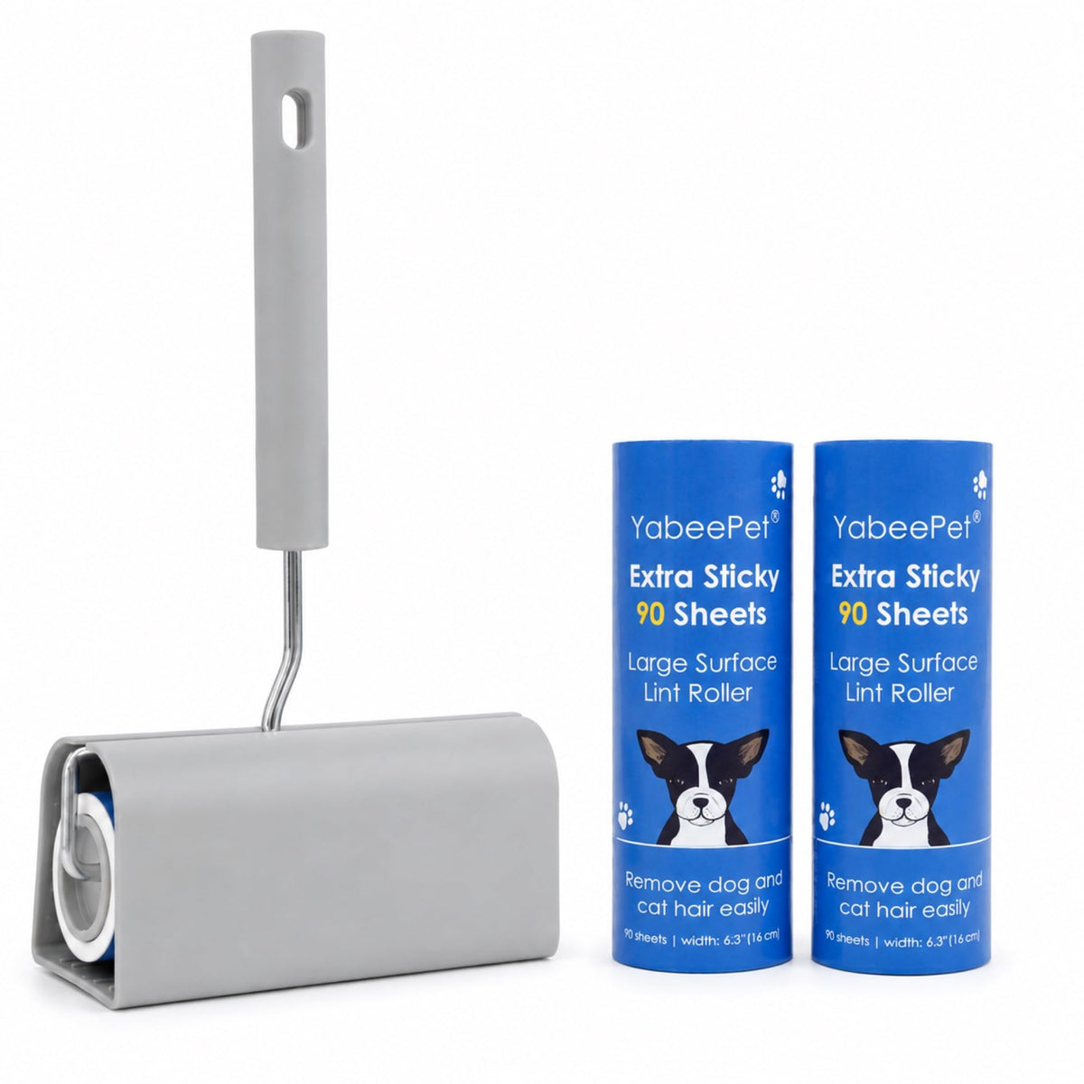 Extra Sticky Large Surface Lint Roller, 6.3'' Giant Lint Roller for Pet Hair, Lint Remover Roller for Cat Hair, Clothes, Furniture (1 Handle + 450 Sheets)