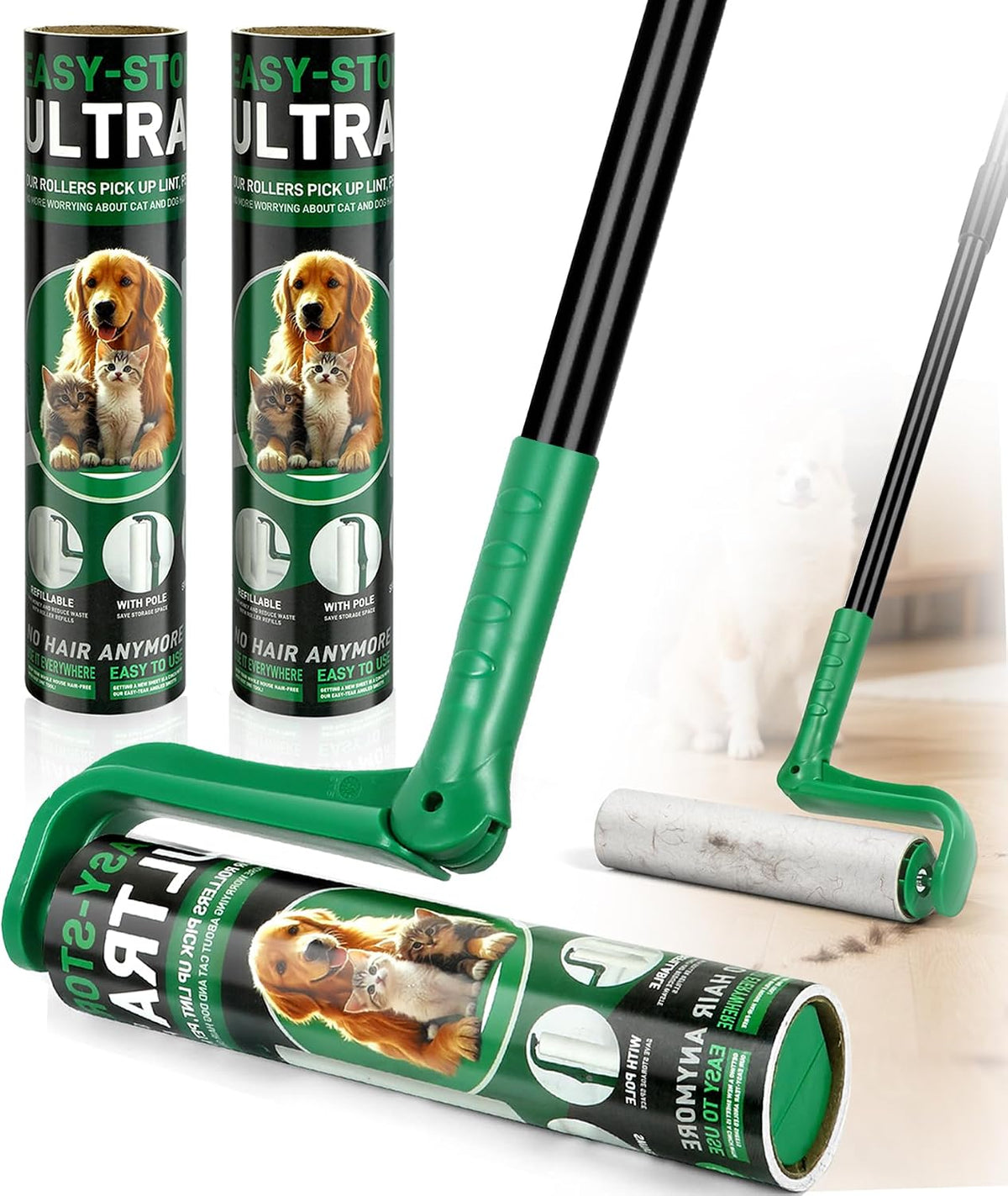 VOUBIEN 10" Large Lint Roller for Pet Hair,Giant Roller for Floor,Carpets