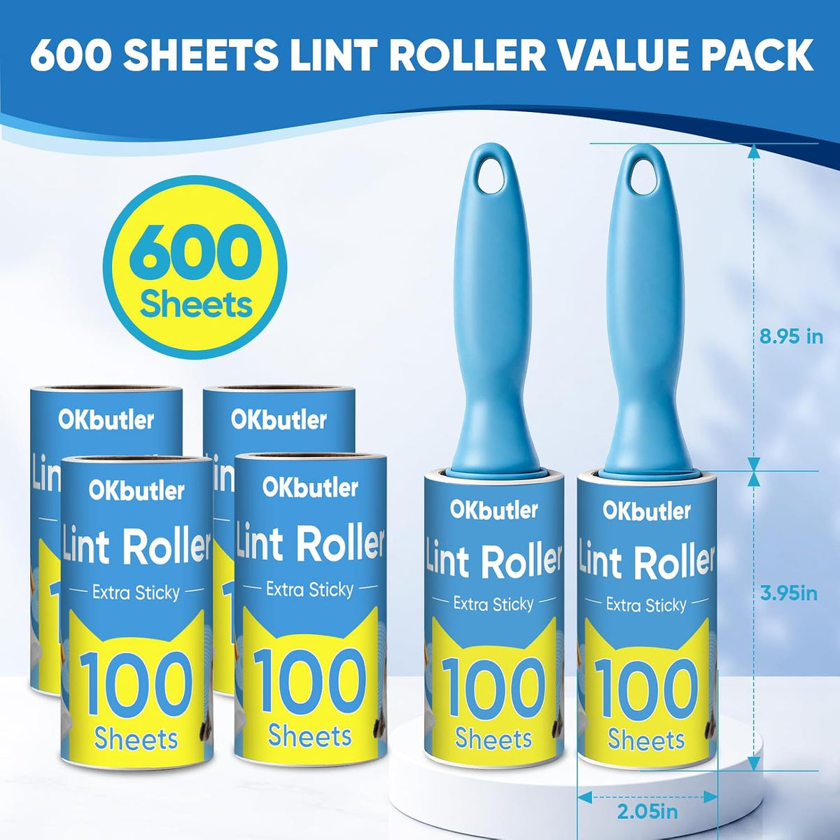 600 Sheets Lint Roller for Pet Hair, Lint Remover Extra Sticky