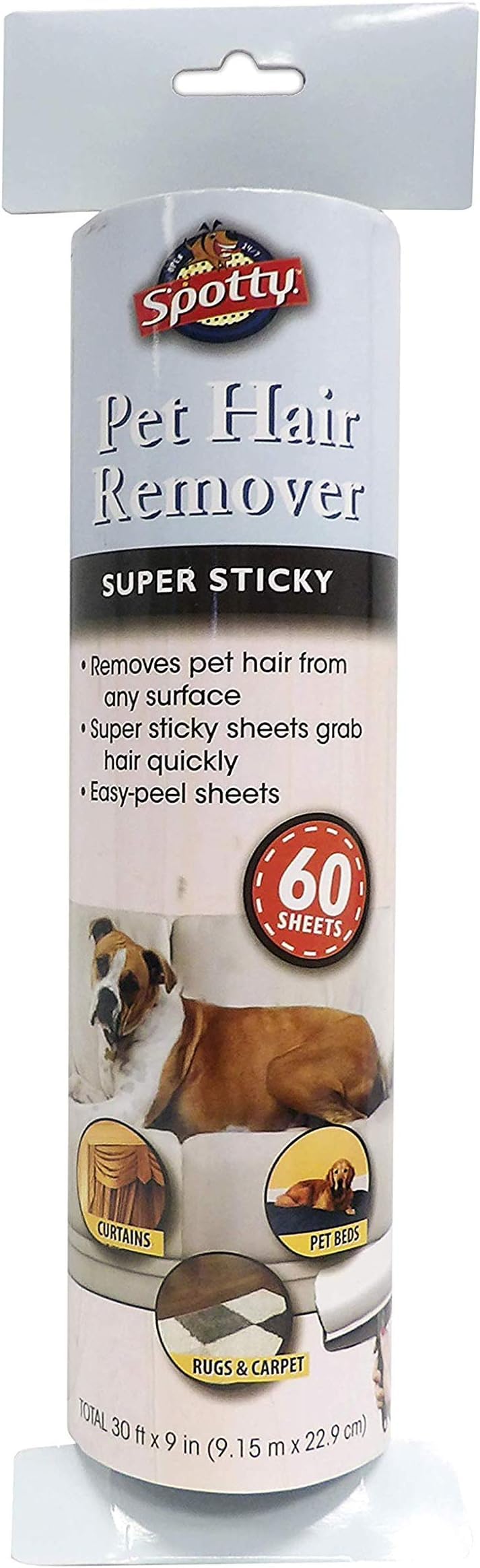 Spotty Supersize Extra Sticky, Adhesive Lint Roller Refill, Pet Cat & Dog Hair Remover for Clothes and Furniture, 60 Sheet ct