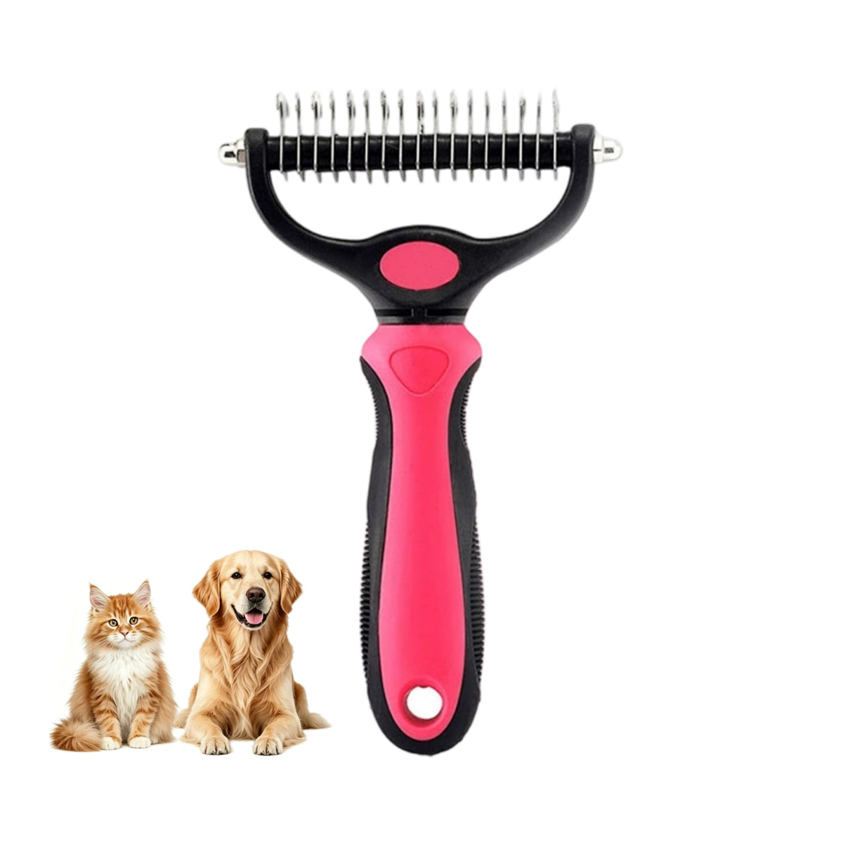Dematting Comb for Dogs and Cats, Undercoat Rake Pet Brush for Long Hair, Deshedding Dog Brush Removes Tangles Knots and Loose Fur, Grooming Tool for Thick Coats (Blue L)