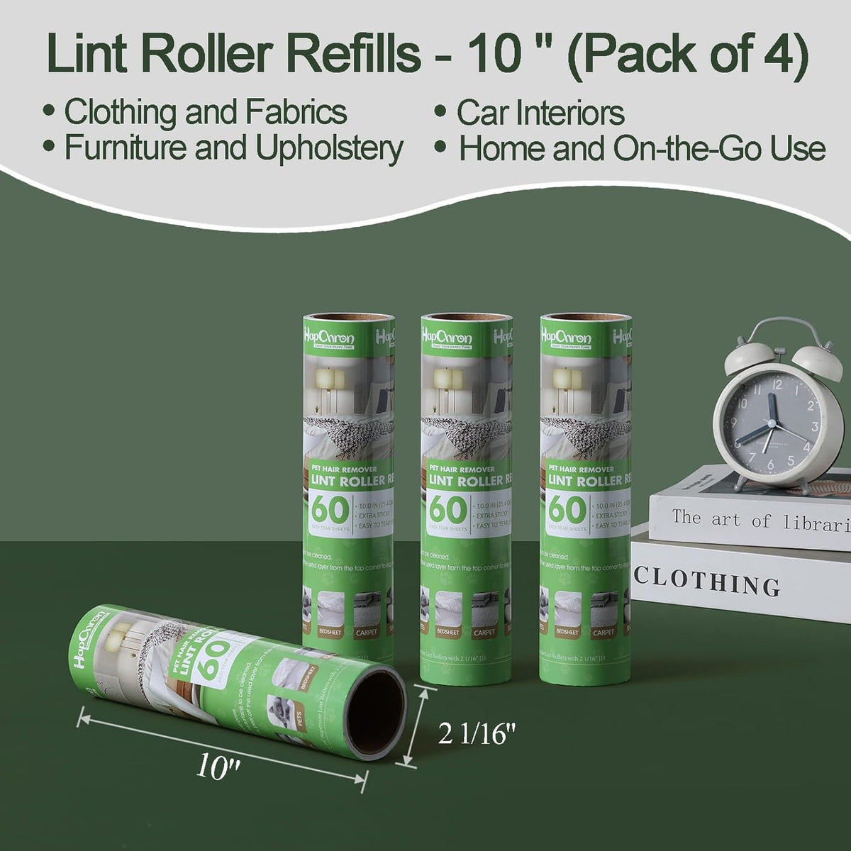 Lint Roller Refills 10", 240 Sheets, 4-Pack Value, Extra Sticky