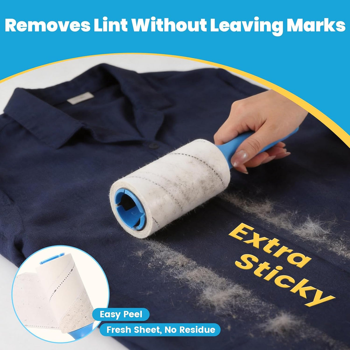 630 Sheets Extra Sticky Lint Roller for Pet Hair, 2 Handles