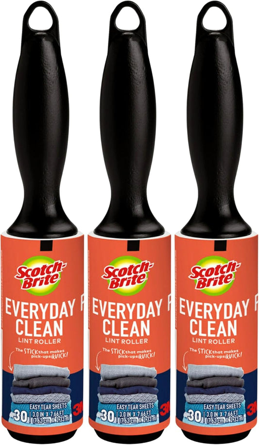 Scotch 3M Mini Lint Rollers 6-Pack (30 Sheets Each), Travel-Size Sticky Lint Removers for Clothes, Furniture and Pet Hair (3-Pack (30 Sheets Each))