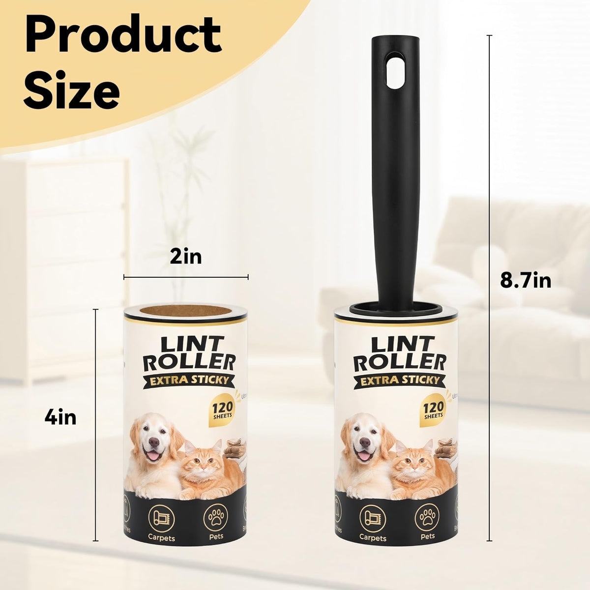 Lint Roller for Pet Hair Removal, Extra Sticky Pet Hair Rollers