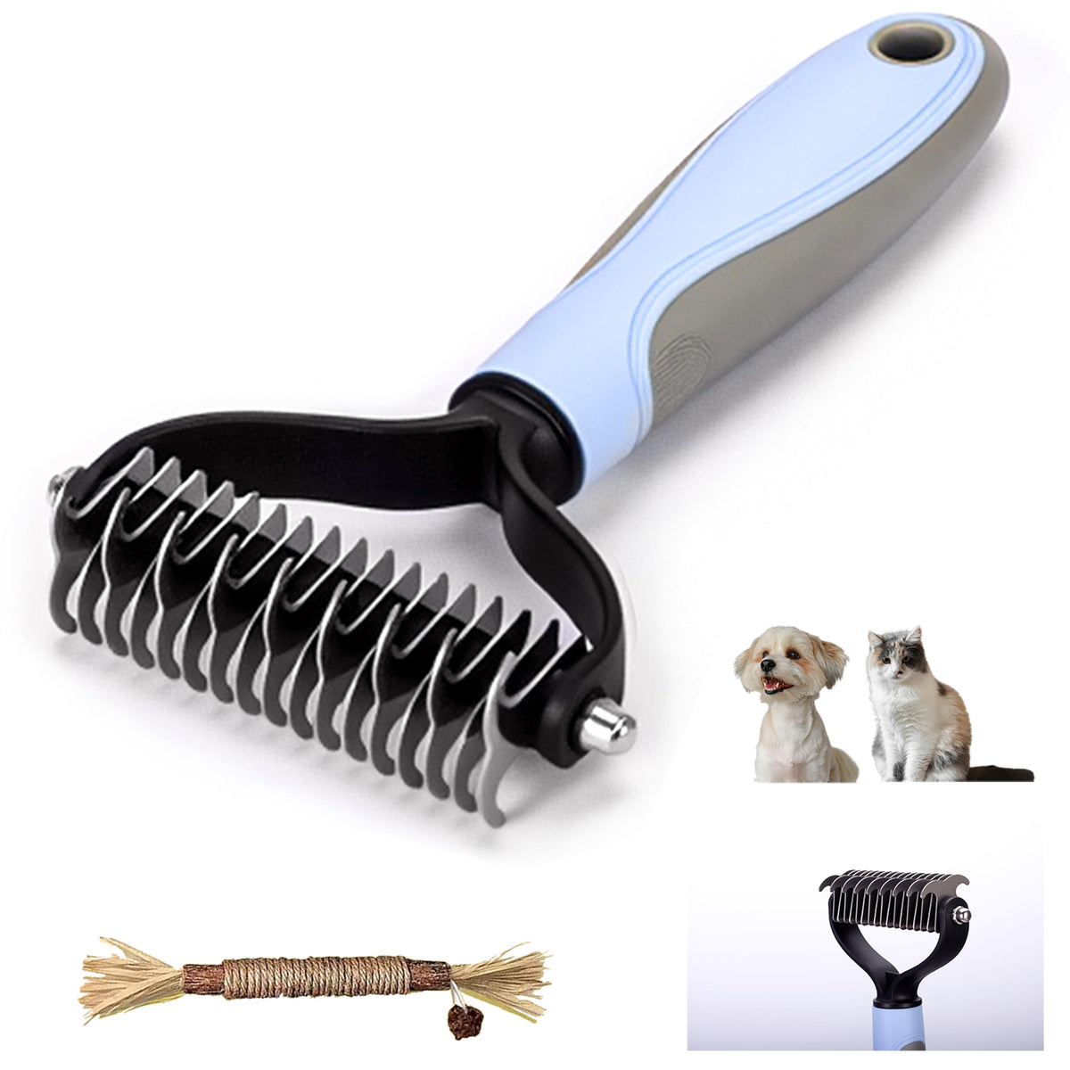 Cat & Dog Grooming Kit - Matted Fur Remover for Cats, Includes 4 Knotting Combs & 1 Pet Grooming Brush, Safe Cat Grooming Comb Set for Detangling