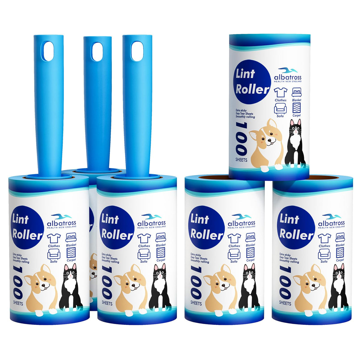 Lint Rollers for Pet Hair Extra Sticky, 1200 Sheets Mega Value Set Lint Rollers for Pet Hair Removal, Dog and Cat Lint Remover for Clothes, Furniture, Carpet