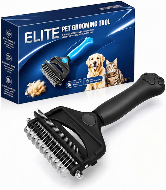 Deshedding Dog Brush，3-in-1 Undercoat Rake for Dogs (Black)