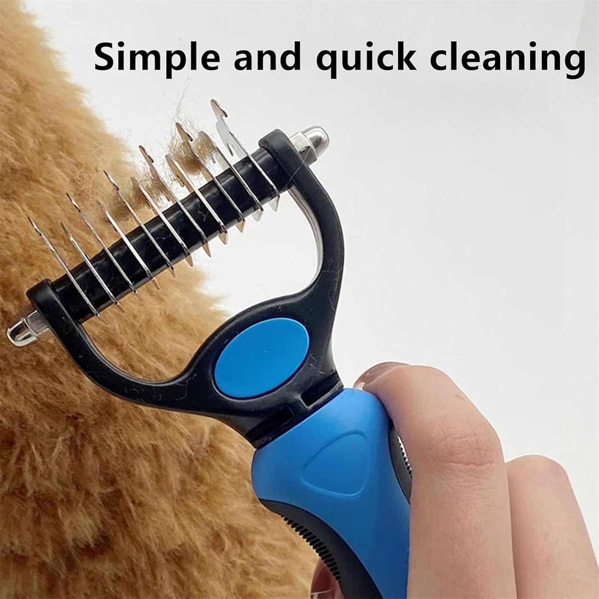 Pet Pro Grooming Tool, 2-in-1 Deshedding Dog Brush with 9/21 Teeth Undercoat Rake for Dogs & Cats, Dual-Sided Stainless Steel Pet Comb for Long Hair & Thick Coats