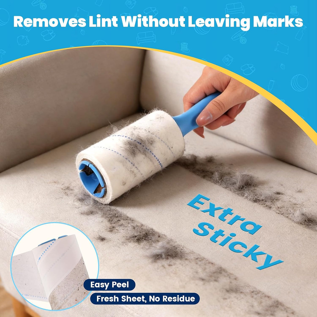 Extra Sticky Lint Roller for Pet Hair, 500 Sheets with 2 Handles