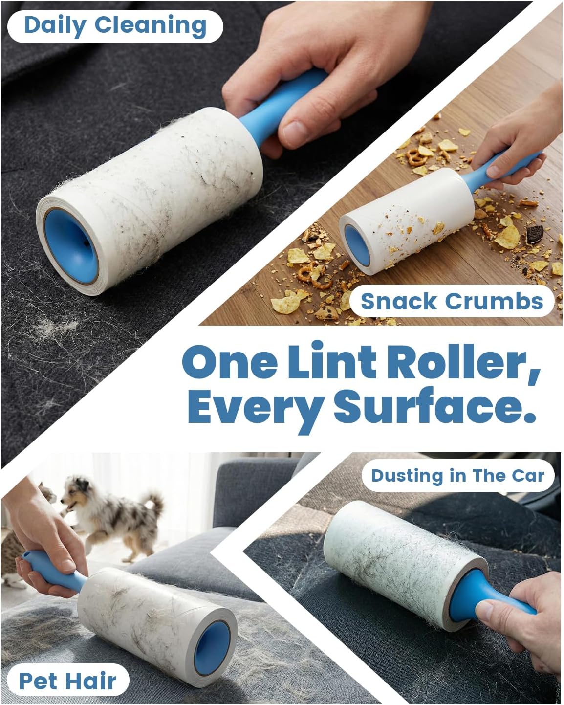 POPCHOSE Lint Roller for Pet Hair Extra Sticky, 540 Sheets with 2 Handles