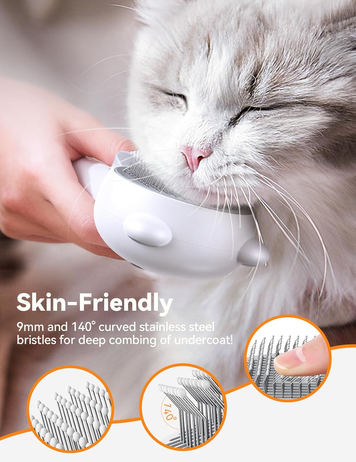 Cat Steam Brush, Brushes for Indoor Cats with Release Button, Undercoat Removal Grooming Supplies, Dual Spray USB Rechargeable, Cat Brush for Shedding for All Long-haired and Short-haired Pets
