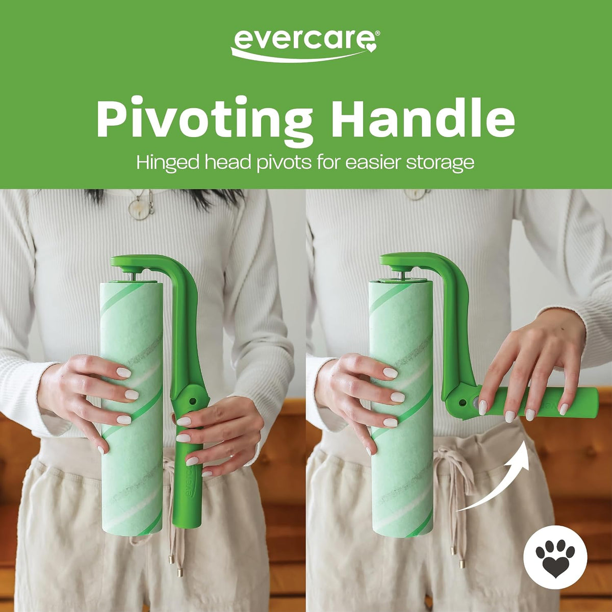 Evercare Ultra Sticky Pet Mega Lint Roller Value Pack, Manual Clothes & Furniture Cleaner with Handle and 2 Refills, 50 Sheets Each