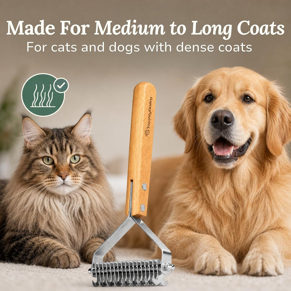 Dematting Comb for Cats and Dogs - Deshedding Undercoat Rake - Mat Remover