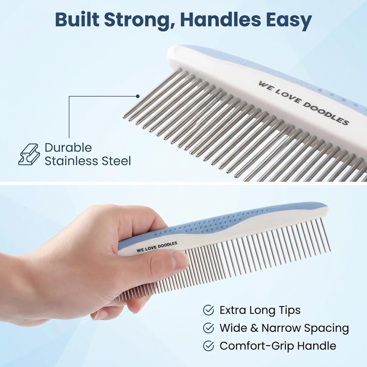 Metal Comb for Dogs, Dog Grooming Detangler Combs For Matted Hair, 2 Pack