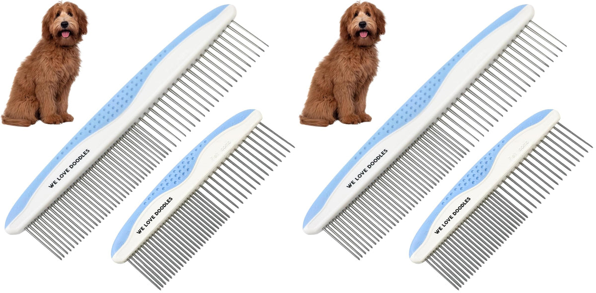 Metal Comb for Dogs, Dog Grooming Detangler Combs For Matted Hair, 2 Pack
