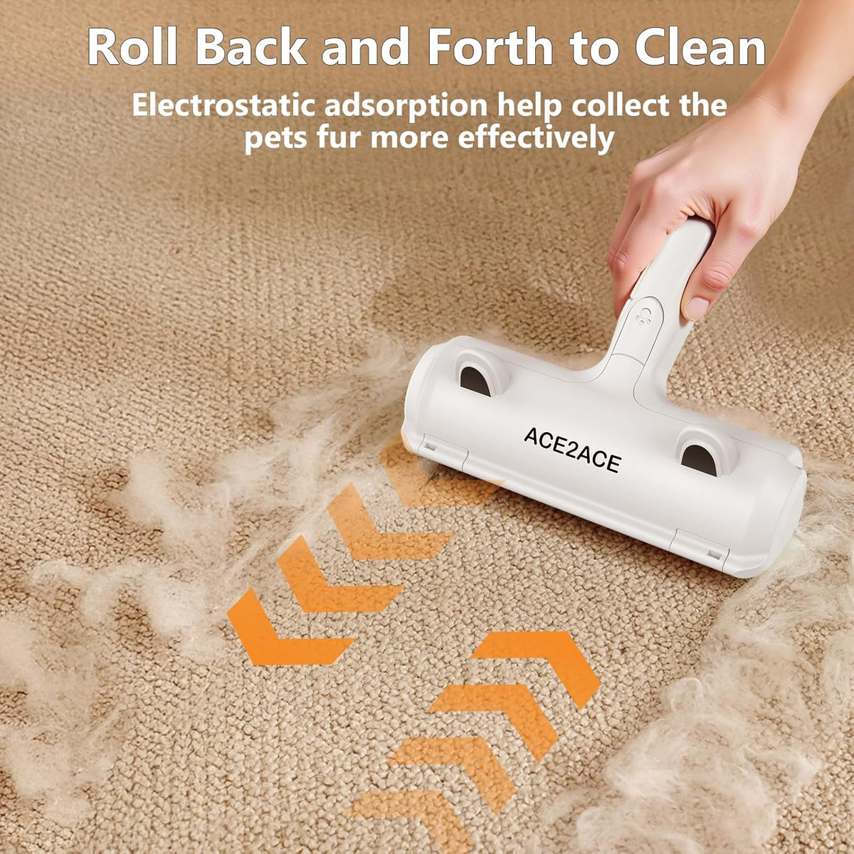ACE2ACE Pet Hair Remover, Reusable Lint Roller for Cat and Dog Hair, White