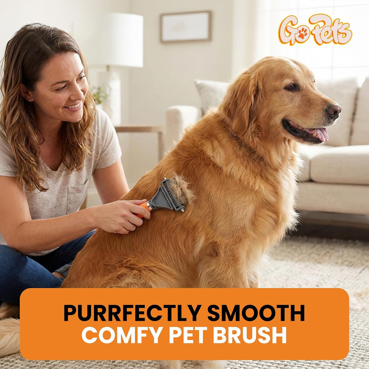GoPets 2-in-1 Deshedding & Dematting Comb & Grooming Brush for Dogs & Cats