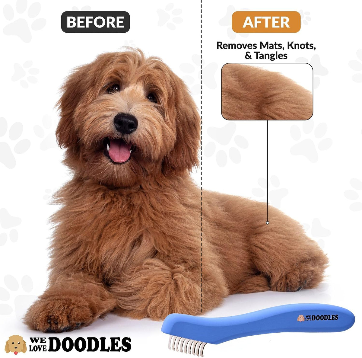 Dematting Comb for Dogs, Undercoat Rake Grooming Tool, Mat Remover, 5 Blade
