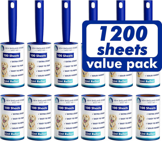 1200 Sheets Lint Roller with 6 Upgraded Handles (6 Rollers + 6 Refill), Mage Value Set Sticky Lint Rollers for Pet Hair, Portable Pet Hair Remover for Clothes, Furniture, Carpet, Dog and Cat