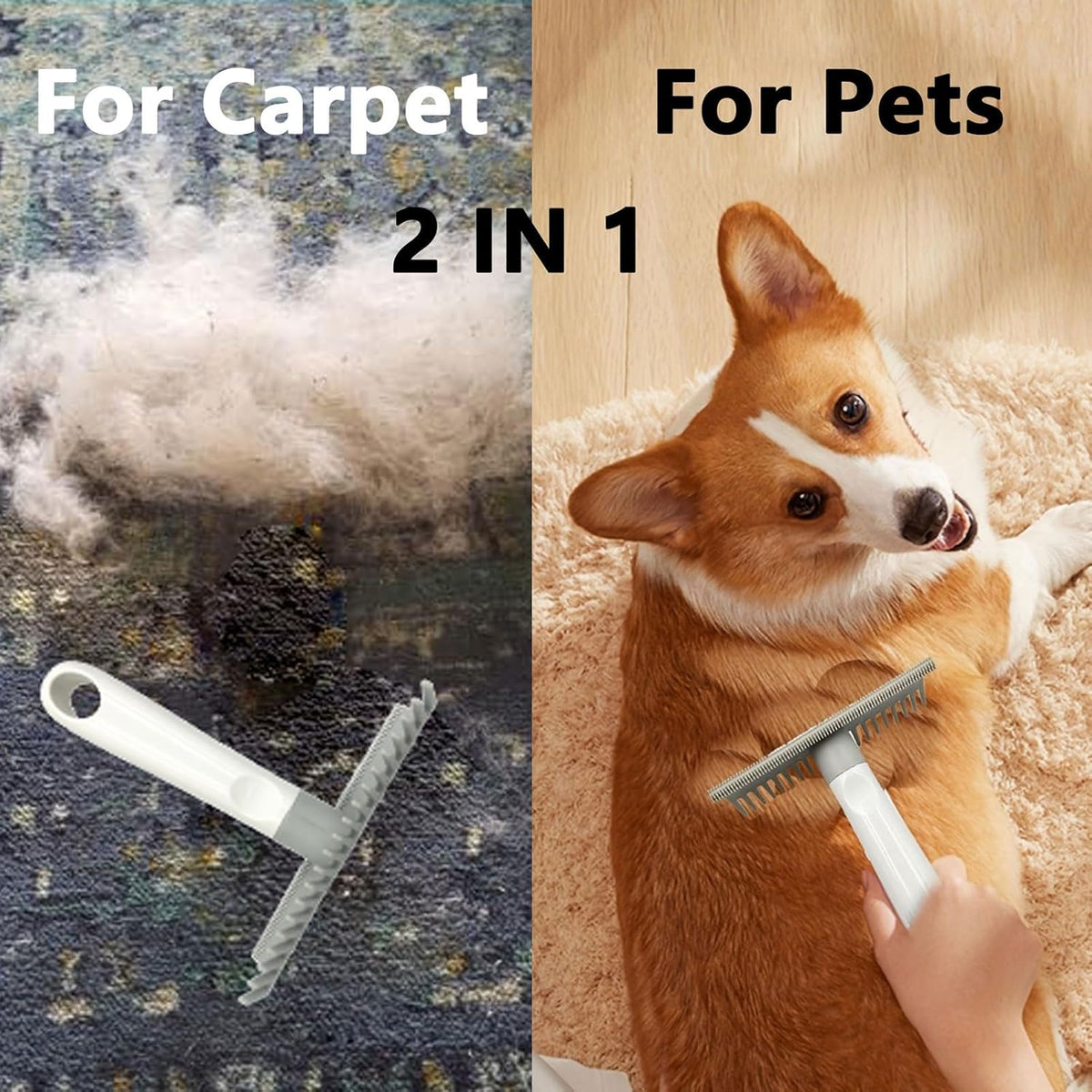1Pc Double-sided Dog Hair Brush, Carpet Scraper and Dog Hair Brush, Deshedding Tool for Dogs and Cats Hair Remover, Combs, and Brushes for Pet Grooming, Long Hair Cat and Dog Dematting Comb