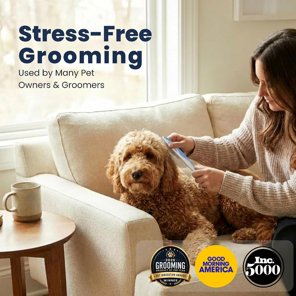 Metal Comb for Dogs, Dog Grooming Detangler Combs For Matted Hair, 2 Pack
