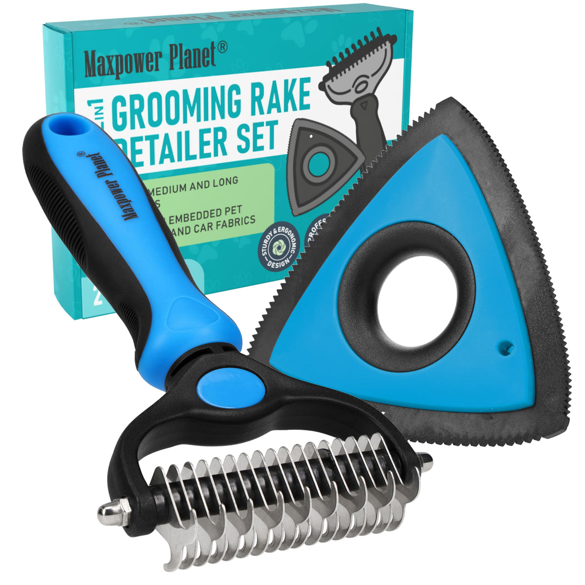 Maxpower Planet Dog Grooming Rake, Deshedding Undercoat Brush, Dogs & Cats