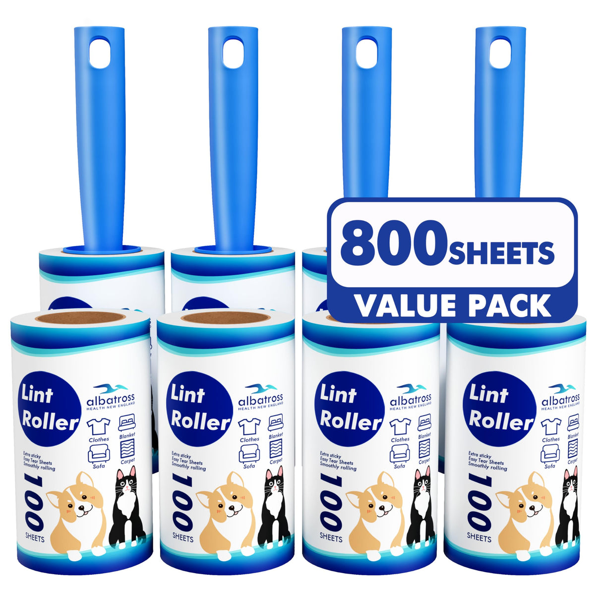 Lint Rollers for Pet Hair Extra Sticky, 1200 Sheets Mega Value Set Lint Rollers for Pet Hair Removal, Dog and Cat Lint Remover for Clothes, Furniture, Carpet