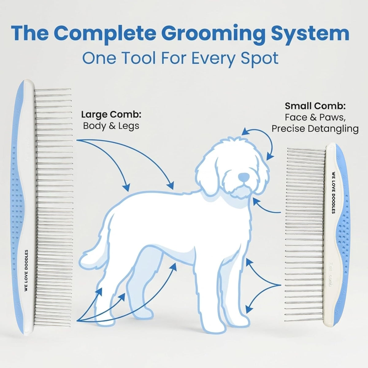 Metal Comb for Dogs, Dog Grooming Detangler Combs For Matted Hair, 2 Pack