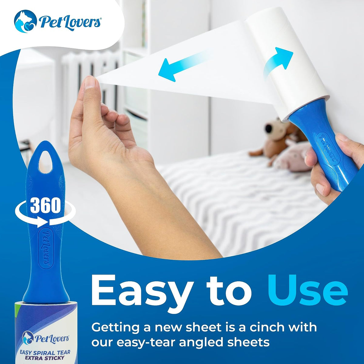 PetLovers Extra Sticky Lint Rollers and Refills - 990 Sheets, Dog and Cat Lint Remover, 9 Packs of Refills