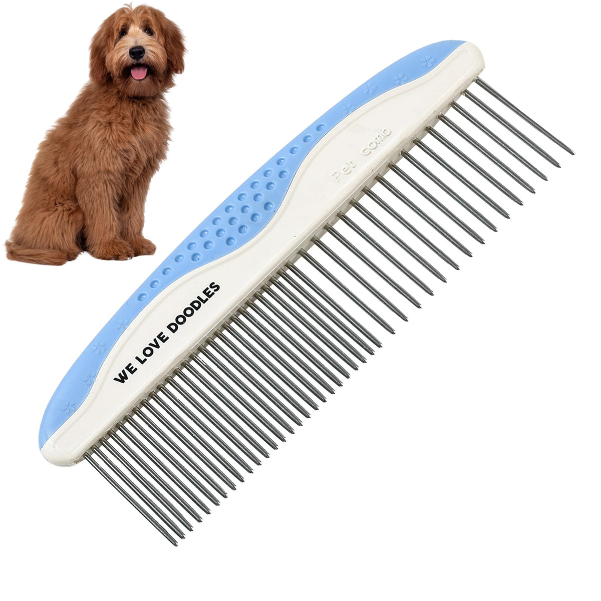 Metal Comb for Dogs, Dog Grooming Detangler Combs For Matted Hair, 2 Pack