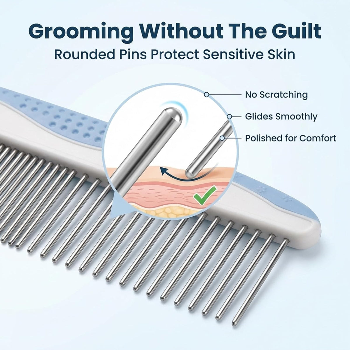 Metal Comb for Dogs, Dog Grooming Detangler Combs For Matted Hair, 2 Pack