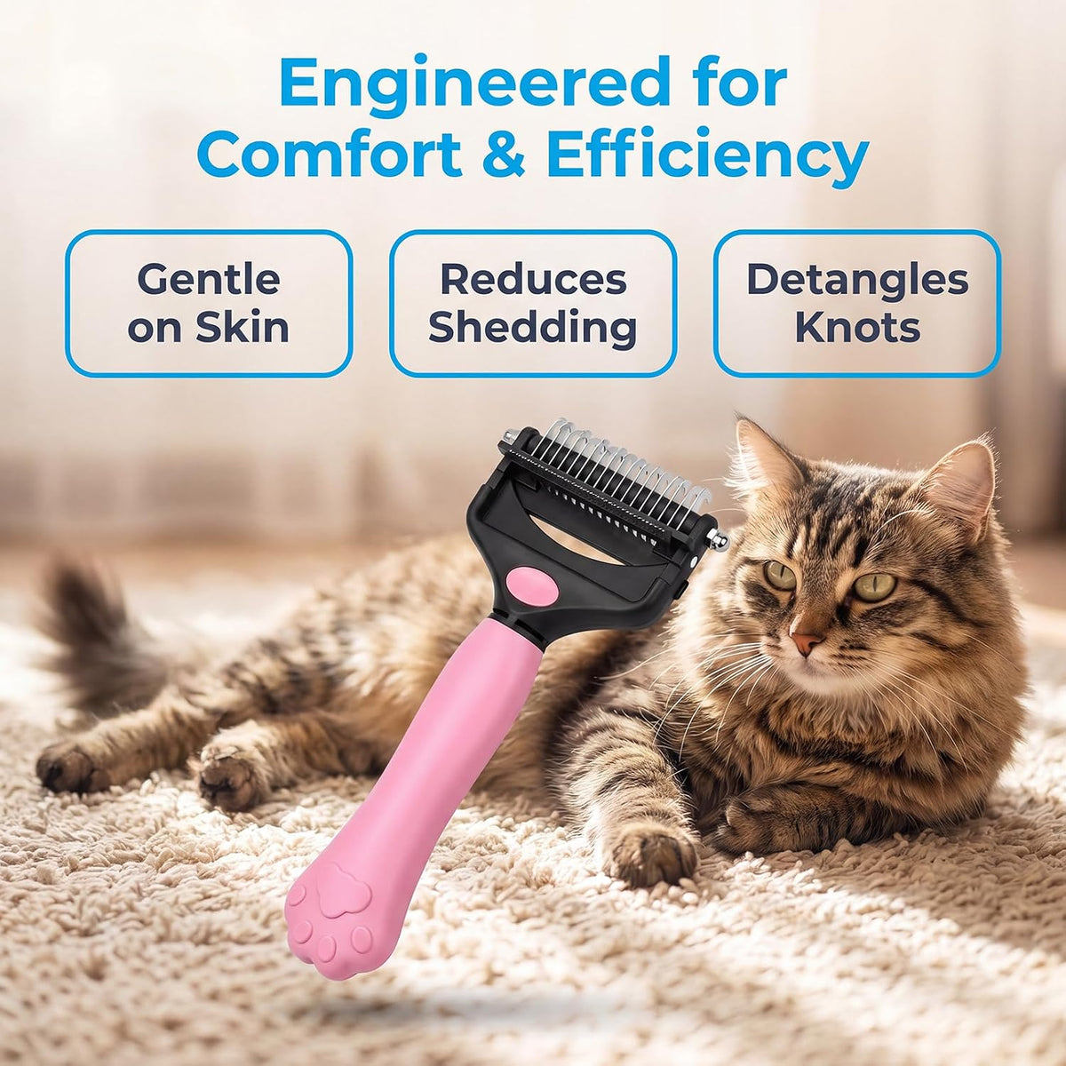 Deshedding Dog Brush，3-in-1 Undercoat Rake for Dogs (Black)