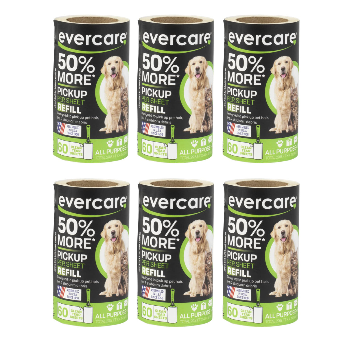 Evercare Pack of 4 Pet Extreme Stick Plus Lint Roller Refill Rolls