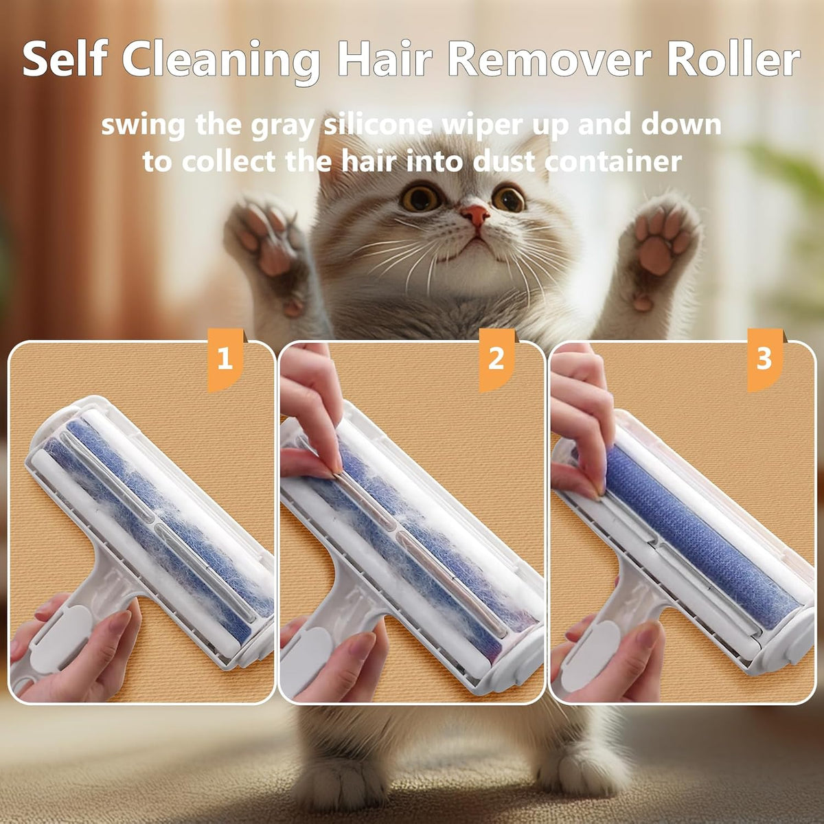 ACE2ACE Pet Hair Remover, Reusable Lint Roller for Cat and Dog Hair, White