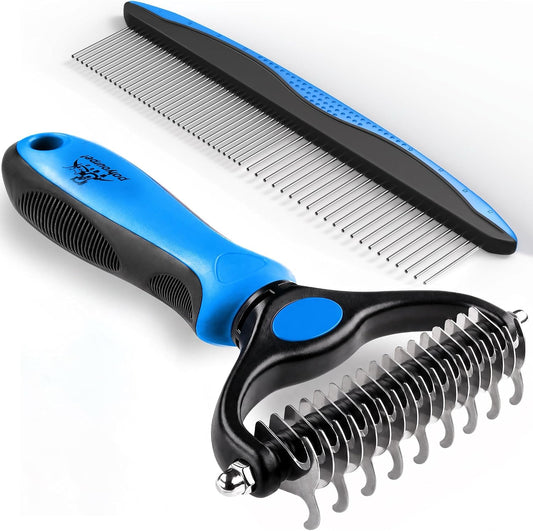Pat Your Pet Deshedding Brush & Metal Comb Grooming Combo