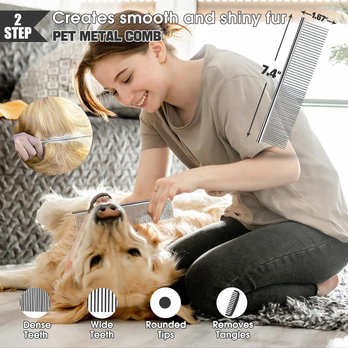 Bonteck Dog Slicker Brush for Dogs Grooming Kit 5PCS Long Haired Doodles