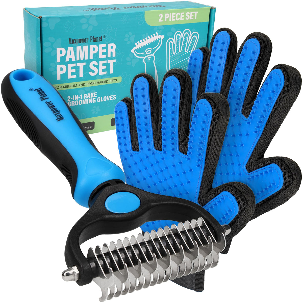 Maxpower Planet Dog Grooming Rake, Deshedding Undercoat Brush, Dogs & Cats