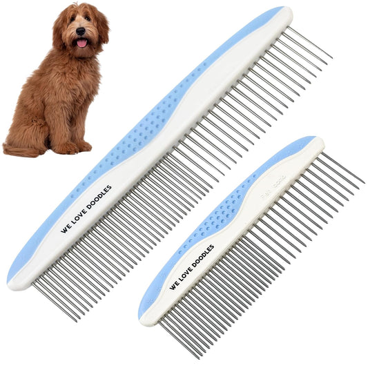 Metal Comb for Dogs, Dog Grooming Detangler Combs For Matted Hair, 2 Pack