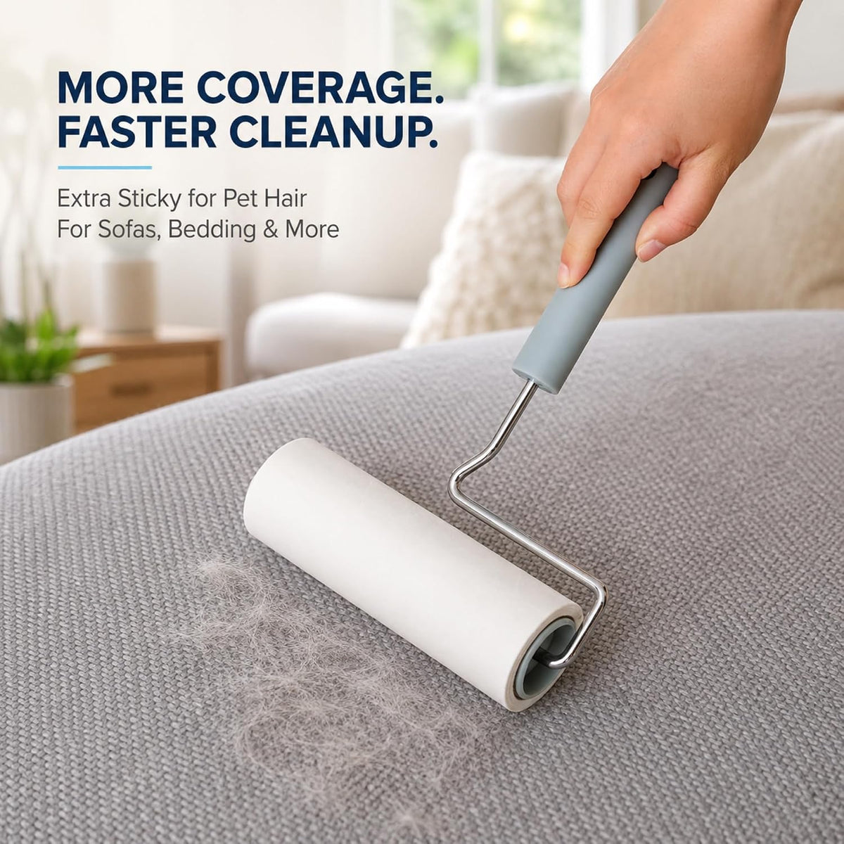 Extra Sticky Large Surface Lint Roller, 6.3'' Giant Lint Roller for Pet Hair, Lint Remover Roller for Cat Hair, Clothes, Furniture (1 Handle + 450 Sheets)