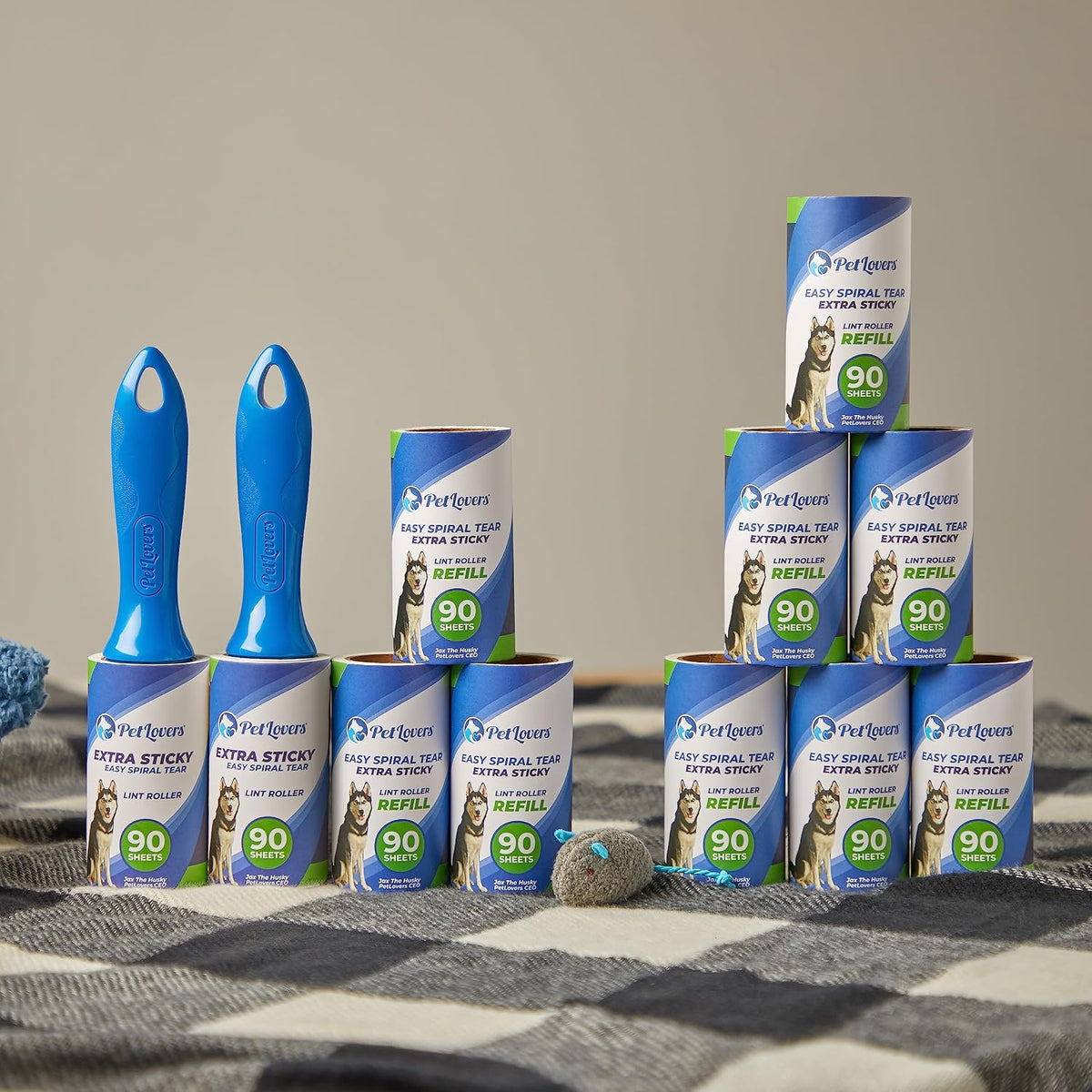 PetLovers Extra Sticky Lint Rollers and Refills - 990 Sheets, Dog and Cat Lint Remover, 9 Packs of Refills