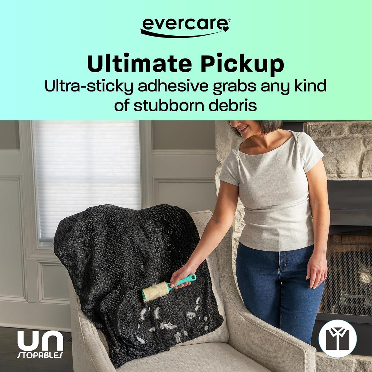 Evercare with Unstopables Fresh Scent All-Purpose Lint Roller, 4-Pack, 80 Layers Per Roller, Total 320 Sticky Sheets, Pet Hair & Lint Remover