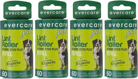 Evercare Extra Sticky Pet Lint Roller Refill 60 sheets - Pack of 4